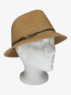 NINE WEST Straw Fedora Hat - Tan